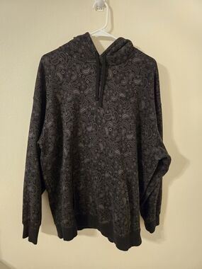 Puma Paisley Hoodie Black Gray All Over Print Pullover